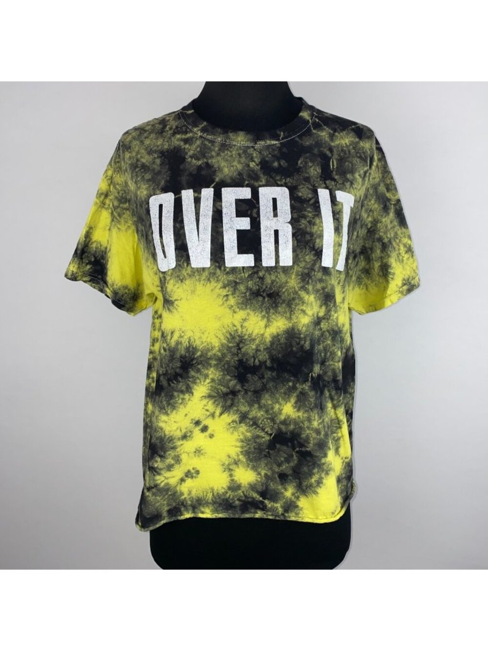 Fifth Sun T-Shirt M Yellow Green Black Tie Dye Over It Graphic Print Slight Crop